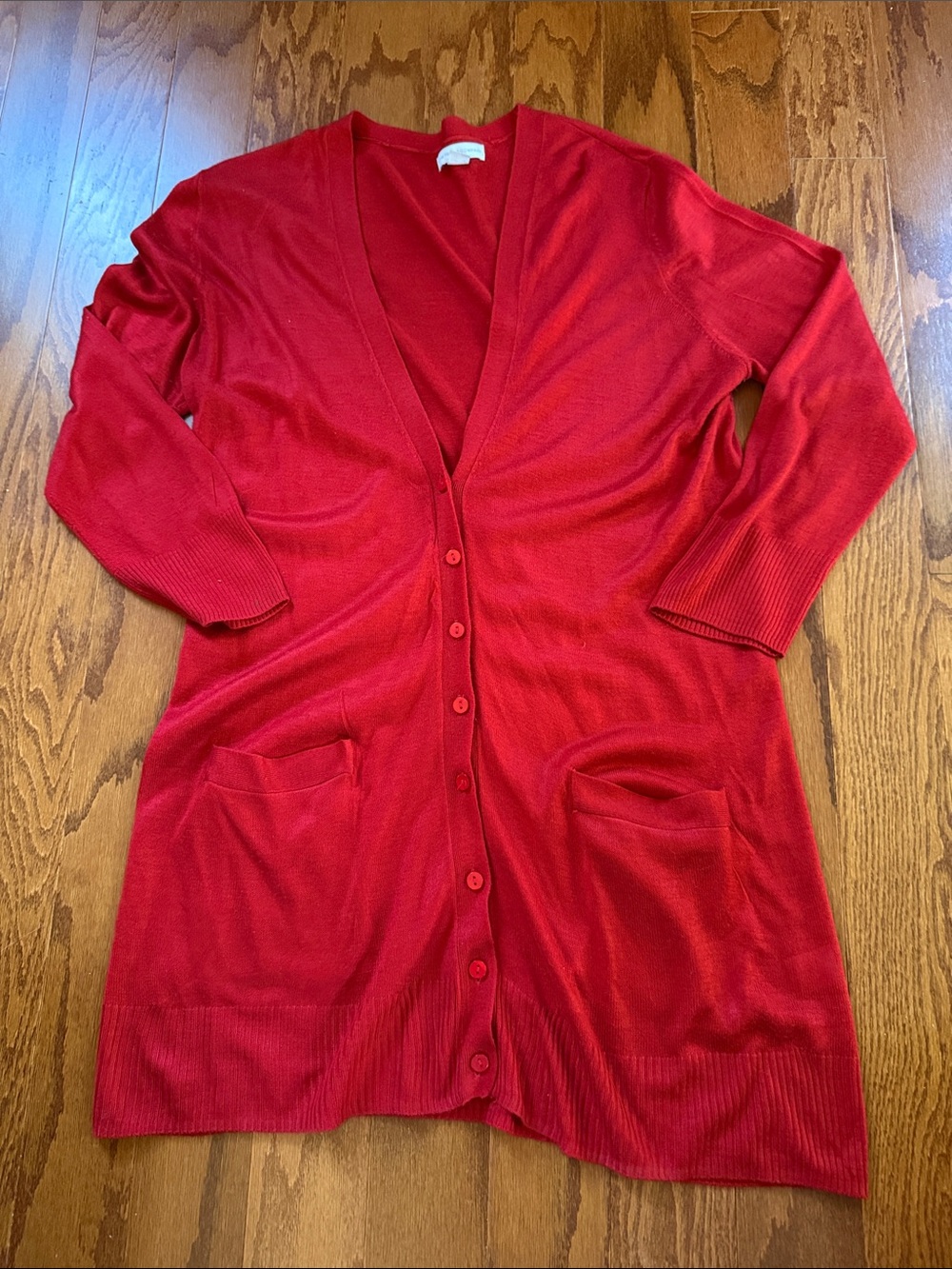 New York & Company Lightweight Longline Button Front Cardigan L